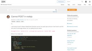 
                            4. Cannot POST in nodejs - IBM Developer Answers