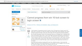 
                            2. Cannot progress from win 10 lock screen to login screen - Microsoft