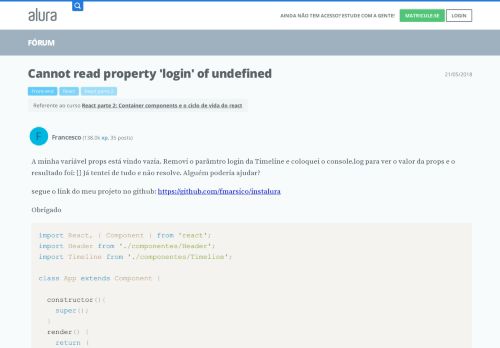
                            12. Cannot read property 'login' of undefined | Alura - Cursos online ...