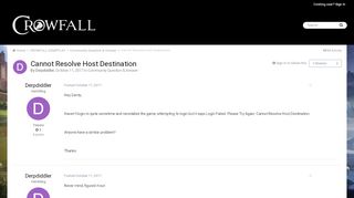 
                            4. Cannot Resolve Host Destination - Forums - Crowfall Community