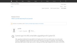 
                            11. Cannot sign in to AOL email after upgradi… - Apple Community