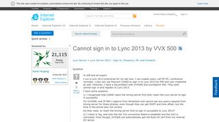 
                            5. Cannot sign in to Lync 2013 by VVX 500 - Microsoft