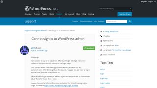 
                            8. Cannot sign in to WordPress admin | WordPress.org