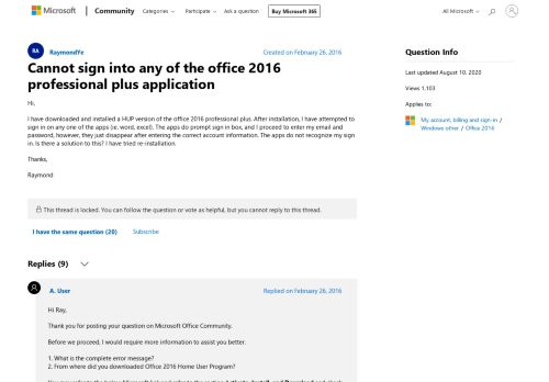 
                            7. Cannot sign into any of the office 2016 professional plus ...
