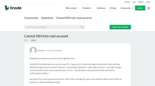 
                            11. Cannot SSH into root account | Linode Questions