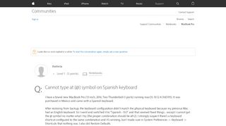 
                            8. Cannot type at (@) symbol on Spanish keyb… - Apple Community