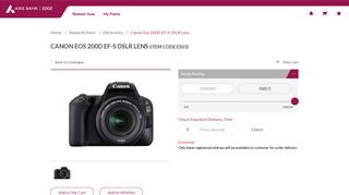 
                            7. Canon Eos 200D EF-S DSLR Lens - Axis eDGE Rewards - Axis Bank