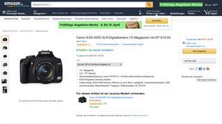 
                            6. Canon EOS 400D SLR-Digitalkamera inkl EF-S18-55: Amazon.de ...