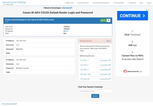 
                            8. Canon iR-ADV C5235 Default Router Login and Password - Clean CSS