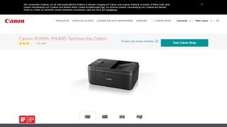 
                            4. Canon PIXMA MX495 -- Technische Daten - Tintenstrahl-Fotodrucker ...