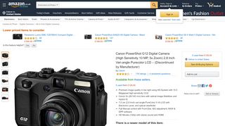 
                            10. Canon PowerShot G12 Digital Camera 2.8 Inch Vari-angle - Amazon UK