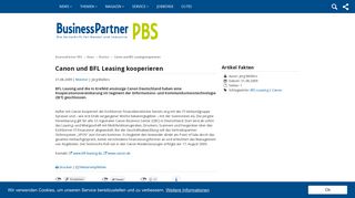 
                            4. Canon und BFL Leasing kooperieren - BusinessPartner PBS