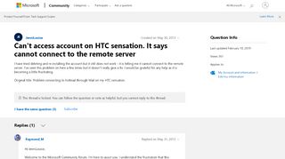 
                            11. Can't access account on HTC sensation. It says cannot connect to ...