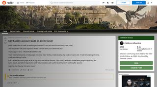 
                            7. Can't access account page on any browser : elderscrollsonline - Reddit