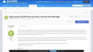 
                            13. Can't access AirVPN from my home, not even the web page ...
