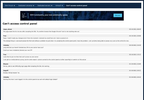 
                            10. Can't access control panel [Archive] - OVH Forum