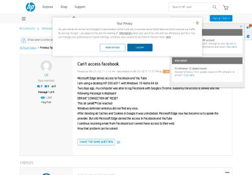 
                            9. Can't access facebook - HP Support Community - 6288557