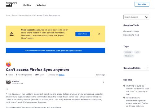 
                            3. Can't access Firefox Sync anymore | Firefox Support Forum | Mozilla ...