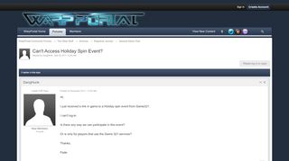 
                            9. Can't Access Holiday Spin Event? - General Game Chat - WarpPortal ...