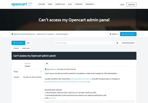 
                            1. Can't access my Opencart admin panel - OpenCart Community ...