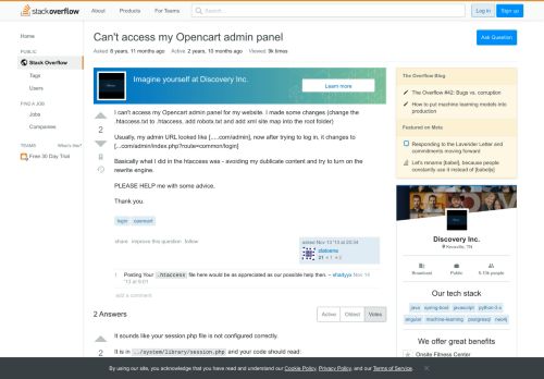 
                            6. Can't access my Opencart admin panel - Stack Overflow