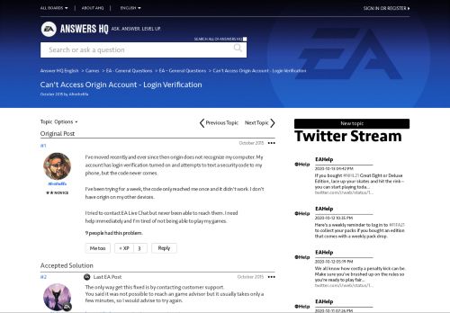 
                            10. Can't Access Origin Account - Login Verification - EA Answers HQ