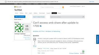 
                            6. Can't access smb share after update to 1709 - Microsoft