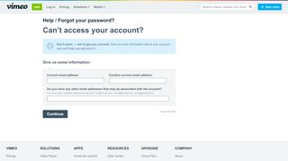 
                            3. Can't access your account? on Vimeo