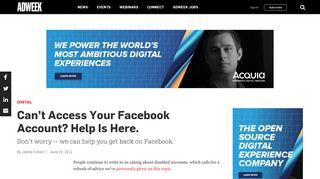 
                            7. Can't Access Your Facebook Account? Help Is Here. – Adweek