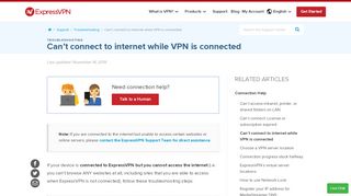 
                            6. Can't Connect to Internet While VPN Is Connected | ExpressVPN