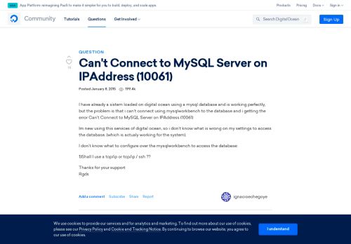 
                            7. Can't Connect to MySQL Server on IPAddress (10061) | DigitalOcean