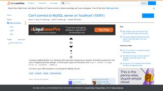 
                            12. Can't connect to MySQL server on 'localhost' (10061) - Stack Overflow