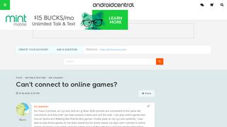 
                            11. Can't connect to online games? - Android Forums at AndroidCentral.com