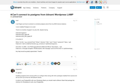 
                            10. Can't connect to postgres from bitnami Wordpress LAMP - LAMP ...