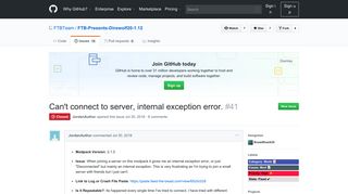 
                            8. Can't connect to server, internal exception error. · Issue #41 ... - GitHub