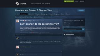
                            3. Can't connect to the backend server? :: Command and Conquer 3 ...