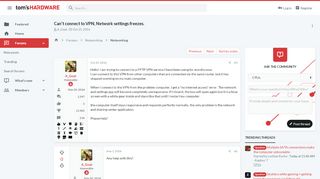 
                            3. Can't connect to VPN, Network settings freezes. - Networking - Tom ...