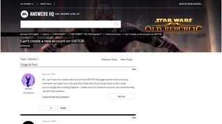 
                            4. Can't create a new account on SWTOR - Answer HQ