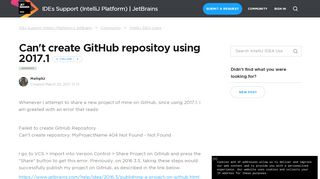 
                            3. Can't create GitHub repositoy using 2017.1 – IDEs Support (IntelliJ ...
