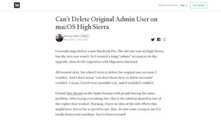 
                            9. Can't Delete Original Admin User on macOS High Sierra - Medium