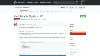 
                            11. Can't Disable SignUp · Issue #1467 · aws-amplify/amplify-js · GitHub