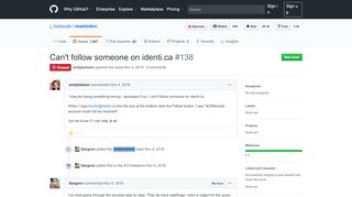 
                            9. Can't follow someone on identi.ca · Issue #138 · tootsuite/mastodon ...