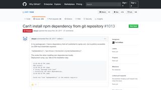 
                            4. Can't install npm dependency from git repository · Issue #1013 · zeit ...