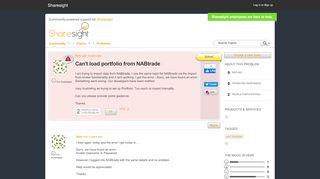 
                            10. Can't load portfolio from NABtrade - Get Satisfaction
