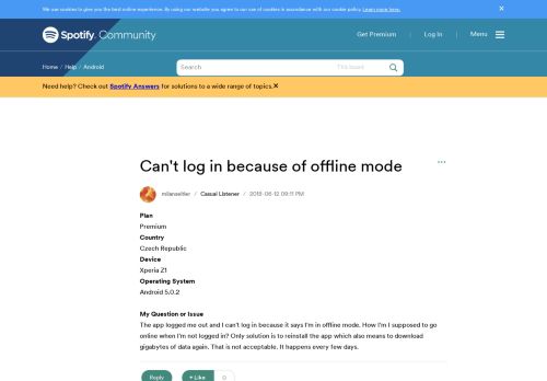 
                            6. Can't log in because of offline mode - The Spotify Community