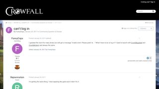
                            6. Can't log in - Forums - Crowfall Community