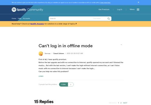
                            11. Can't log in in offline mode - The Spotify Community