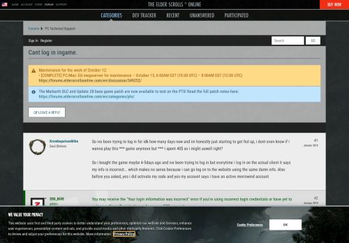 
                            11. Cant log in ingame. — Elder Scrolls Online