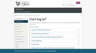 
                            8. Can't log in? - IT Services, The University of York