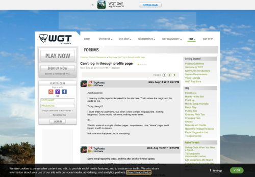 
                            5. Can't log in through profile page - World Golf Tour - WGT Golf